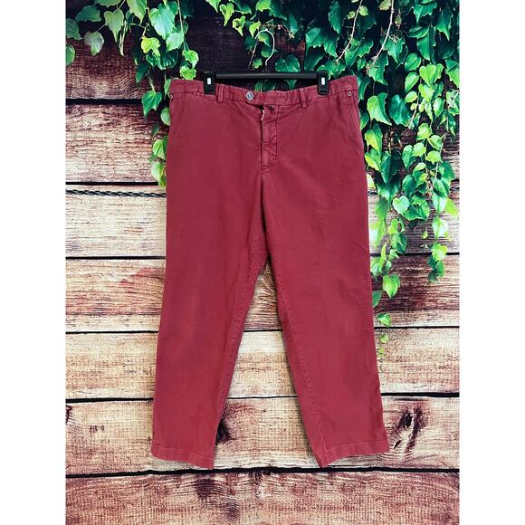 Kiton Napoli Made in Italy Straight Leg Jeans Zipper Fly Red Men's US 36x30 - Picture 1 of 8